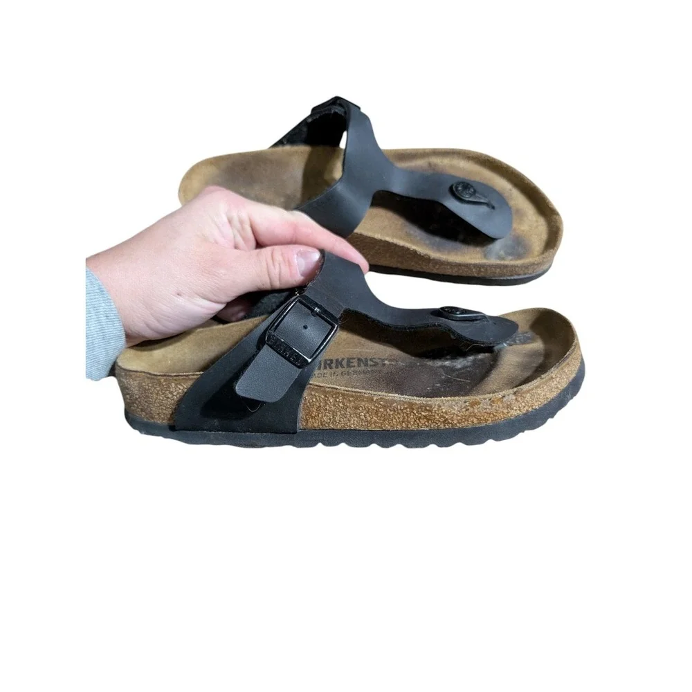 Birkenstock Gizeh Regular Fit Birko Flor Thong Flip Flop Black Size 36/ 6US